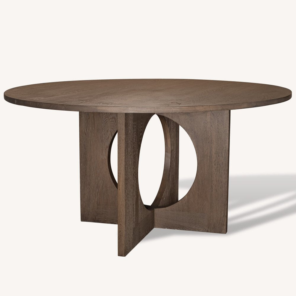 60" Natural Solid Wood Pedestal Base Round Top Dining Table HomeRoots