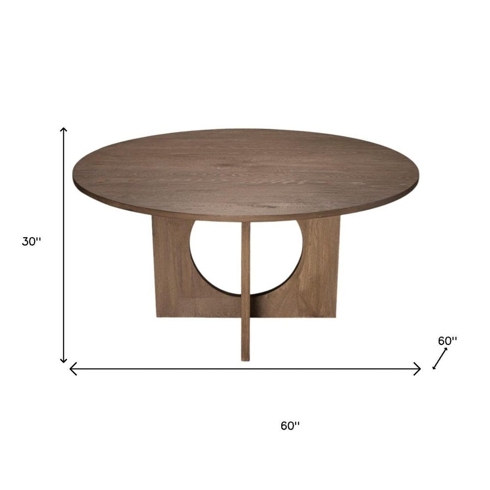 60" Natural Solid Wood Pedestal Base Round Top Dining Table HomeRoots