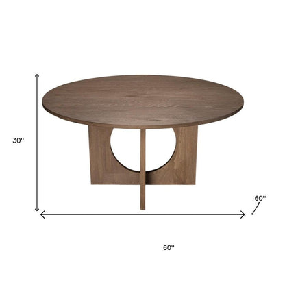 60" Natural Solid Wood Pedestal Base Round Top Dining Table HomeRoots