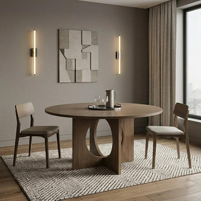 60" Natural Solid Wood Pedestal Base Round Top Dining Table HomeRoots