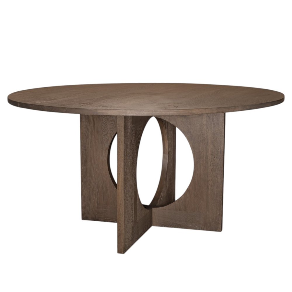 60" Natural Solid Wood Pedestal Base Round Top Dining Table HomeRoots