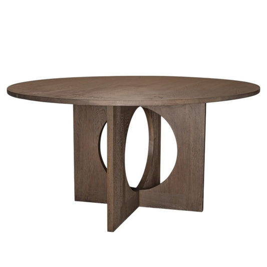 60" Natural Solid Wood Pedestal Base Round Top Dining Table HomeRoots