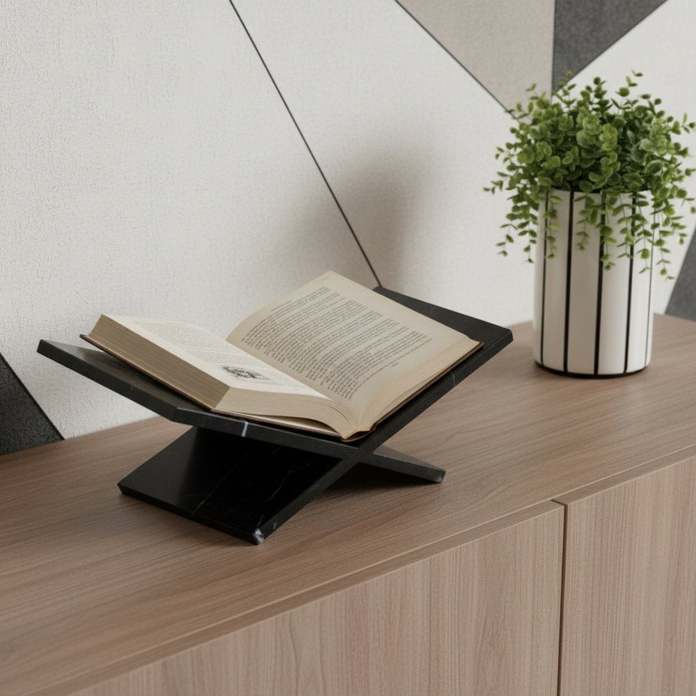 8" Black Marble Tabletop Decorative Bookstand HomeRoots