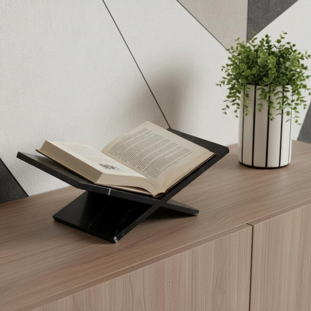 8" Black Marble Tabletop Decorative Bookstand HomeRoots