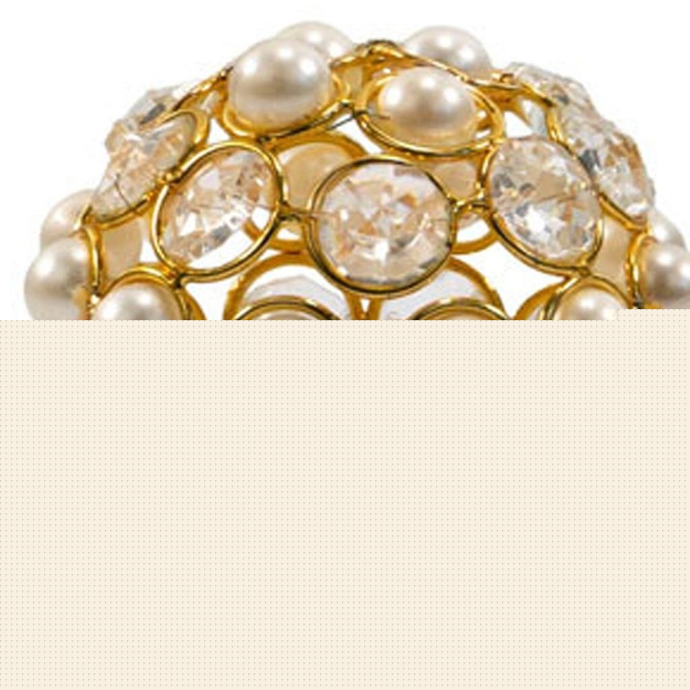 Set of Two Gold Ivory And Pearl Faux Crystal And Metal Decorative Orbs HomeRoots