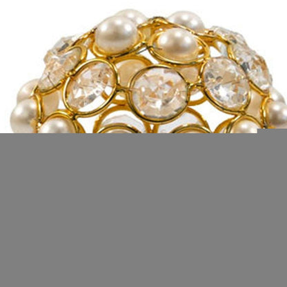 Set of Two Gold Ivory And Pearl Faux Crystal And Metal Decorative Orbs HomeRoots