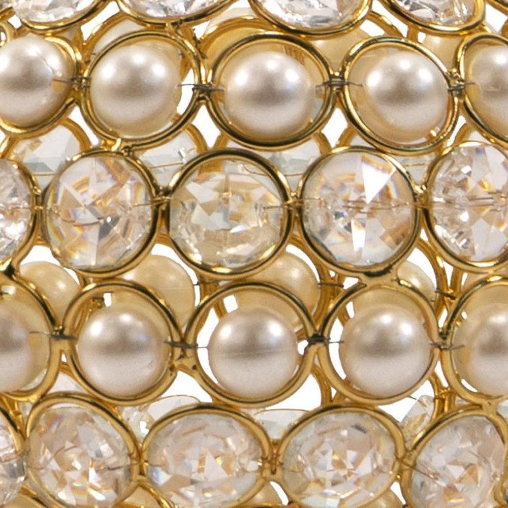 Set of Two Gold And Pearl Faux Crystal And Metal Decorative Orbs HomeRoots
