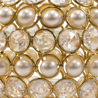 Set of Two Gold And Pearl Faux Crystal And Metal Decorative Orbs HomeRoots