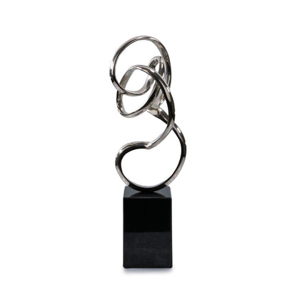 20" Silver And Black Aluminum And Marble Modern Abstract Tabletop Sculpture HomeRoots