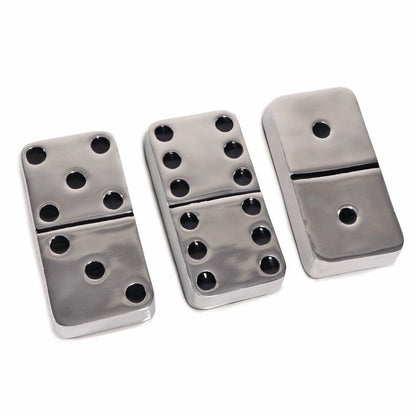 Set of Three Silver And Black Decorative Dominoes HomeRoots