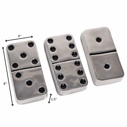 Set of Three Silver And Black Decorative Dominoes HomeRoots