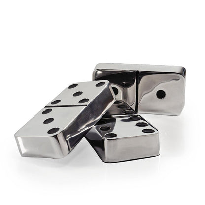 Set of Three Silver And Black Decorative Dominoes HomeRoots