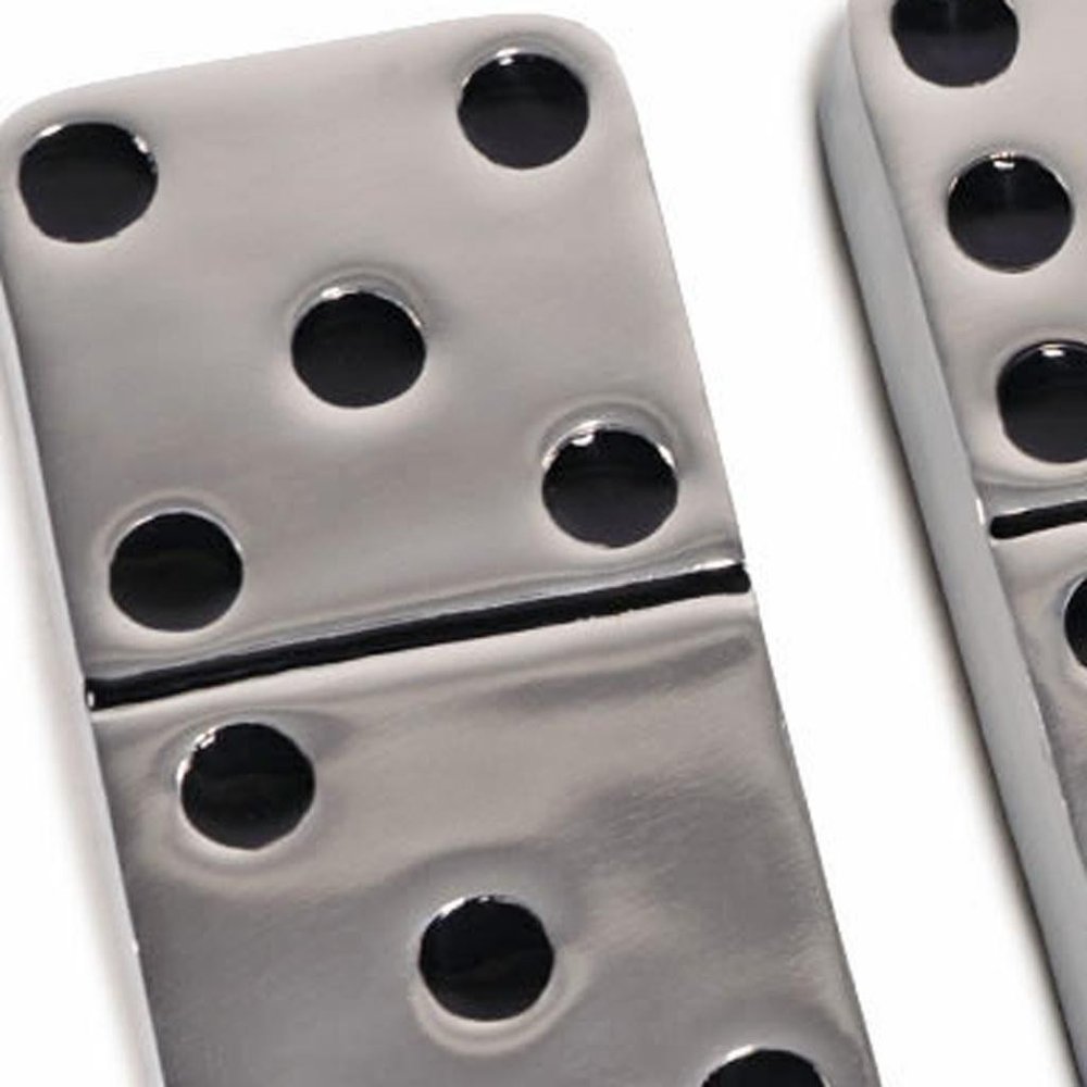 Set of Three Silver And Black Decorative Dominoes HomeRoots