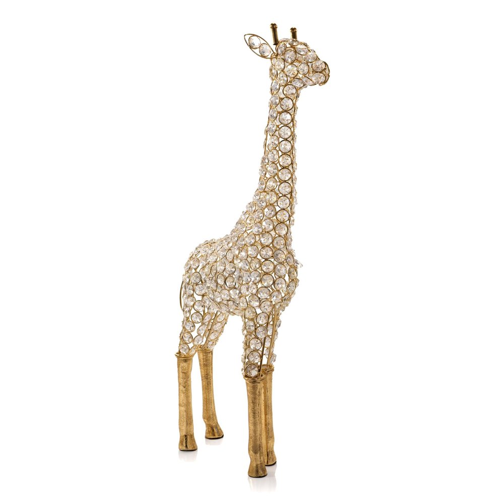 23" Gold Aluminum And Faux Crystal Giraffe Tabletop Sculpture HomeRoots