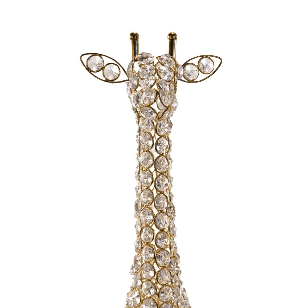 23" Gold Aluminum And Faux Crystal Giraffe Tabletop Sculpture HomeRoots