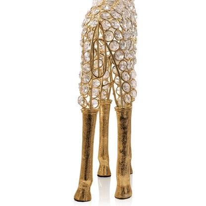 23" Gold Aluminum And Faux Crystal Giraffe Tabletop Sculpture HomeRoots
