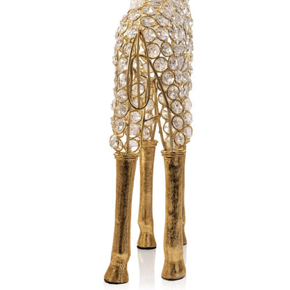 23" Gold Aluminum And Faux Crystal Giraffe Tabletop Sculpture HomeRoots