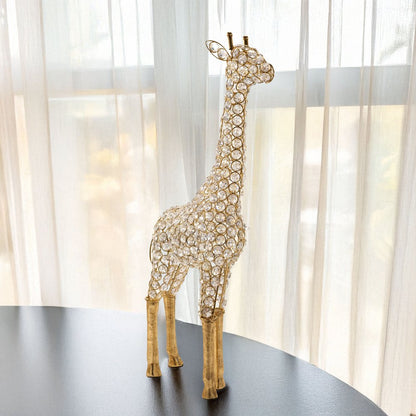 23" Gold Aluminum And Faux Crystal Giraffe Tabletop Sculpture HomeRoots