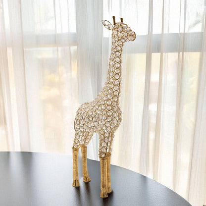23" Gold Aluminum And Faux Crystal Giraffe Tabletop Sculpture HomeRoots