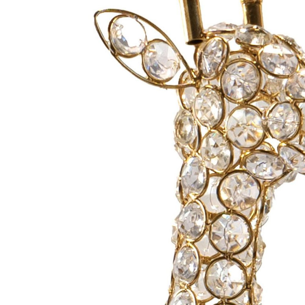 23" Gold Aluminum And Faux Crystal Giraffe Tabletop Sculpture HomeRoots
