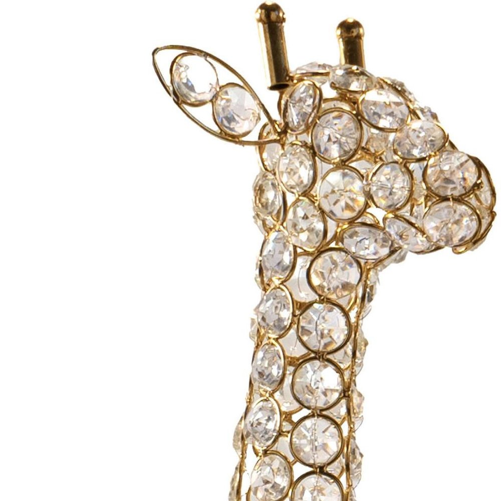 23" Gold Aluminum And Faux Crystal Giraffe Tabletop Sculpture HomeRoots