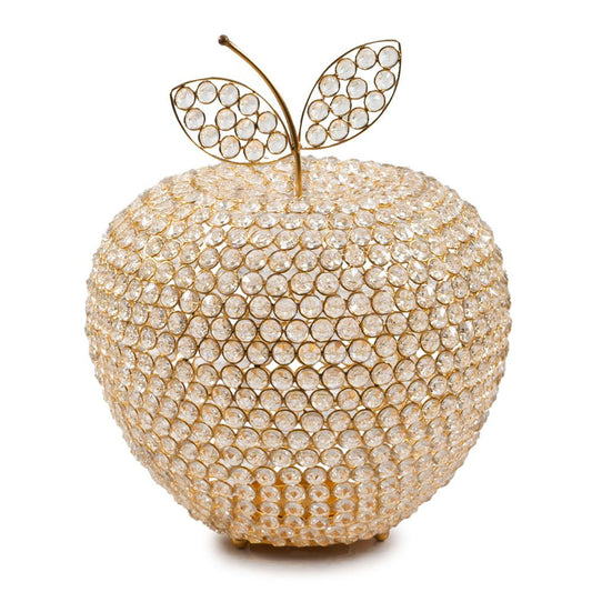 15" Gold Aluminum And Faux Crystal Decorative Apple HomeRoots