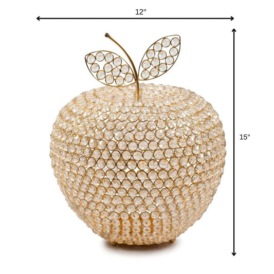 15" Gold Aluminum And Faux Crystal Decorative Apple HomeRoots