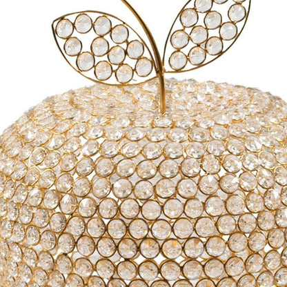 15" Gold Aluminum And Faux Crystal Decorative Apple