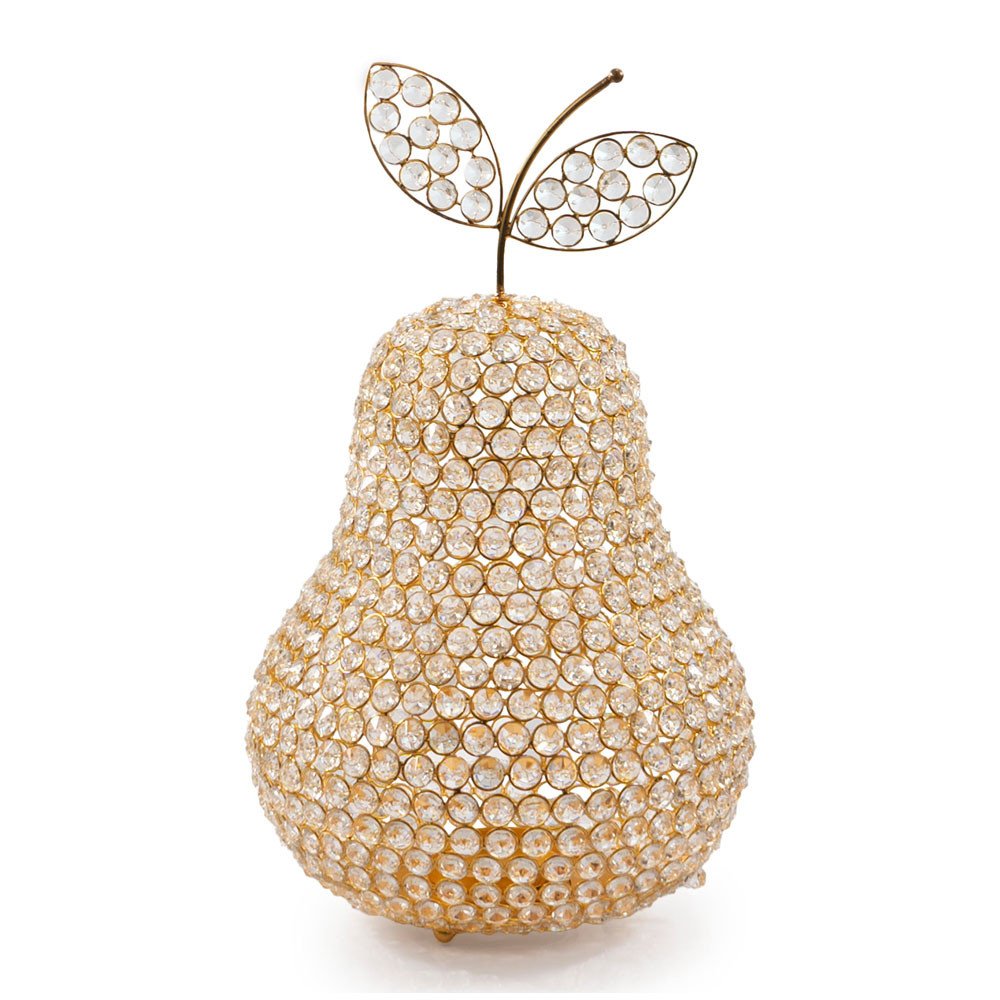 18" Gold Aluminum And Faux Crystal Decorative Pear HomeRoots