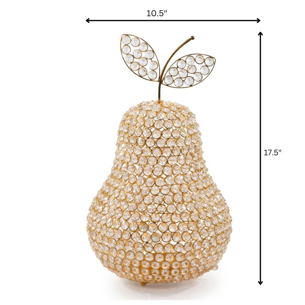 18" Gold Aluminum And Faux Crystal Decorative Pear HomeRoots