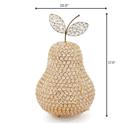 18" Gold Aluminum And Faux Crystal Decorative Pear HomeRoots