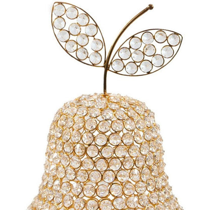 18" Gold Aluminum And Faux Crystal Decorative Pear HomeRoots