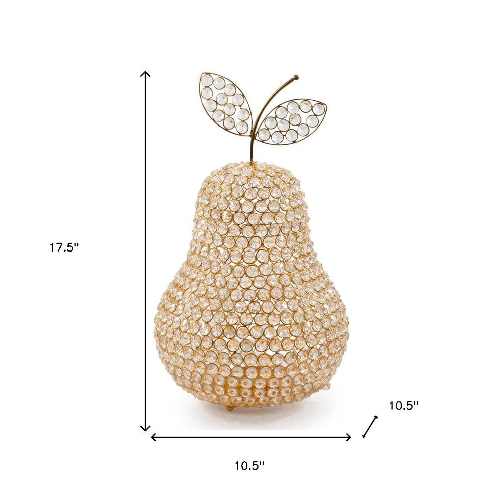 18" Gold Aluminum And Faux Crystal Decorative Pear HomeRoots