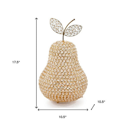 18" Gold Aluminum And Faux Crystal Decorative Pear HomeRoots