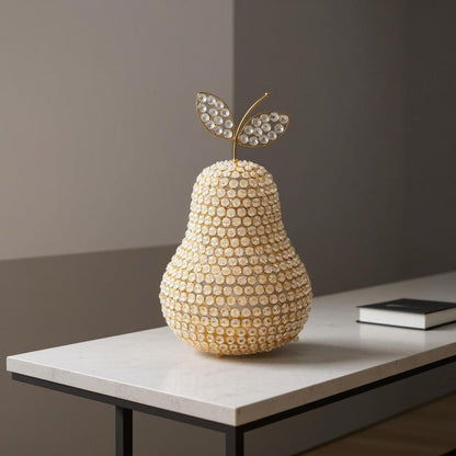 18" Gold Aluminum And Faux Crystal Decorative Pear HomeRoots