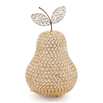 18" Gold Aluminum And Faux Crystal Decorative Pear HomeRoots