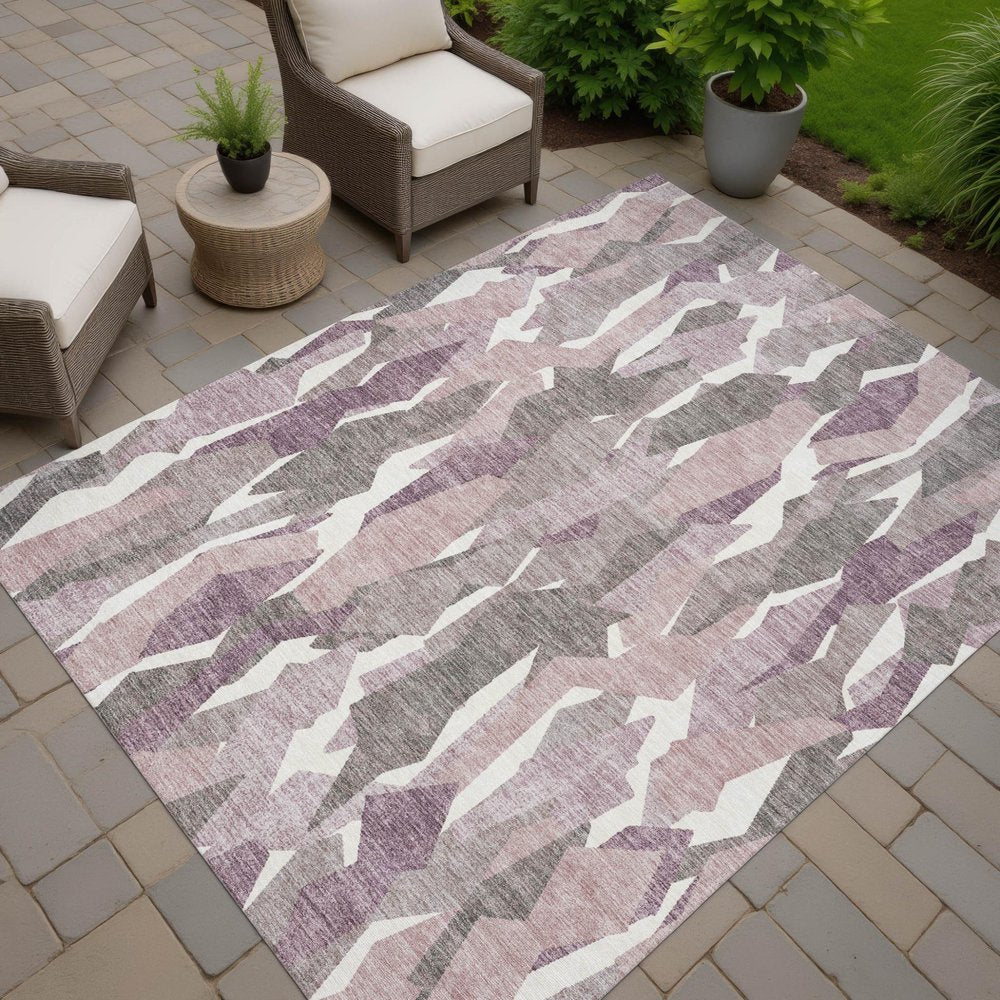 10' X 14' Blush And Ivory Striped Washable Indoor Outdoor Area Rug HomeRoots