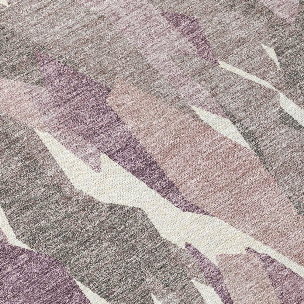 9' X 12' Blush And Ivory Striped Washable Indoor Outdoor Area Rug
