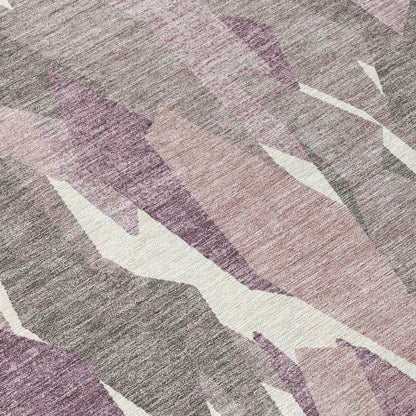 9' X 12' Blush And Ivory Striped Washable Indoor Outdoor Area Rug