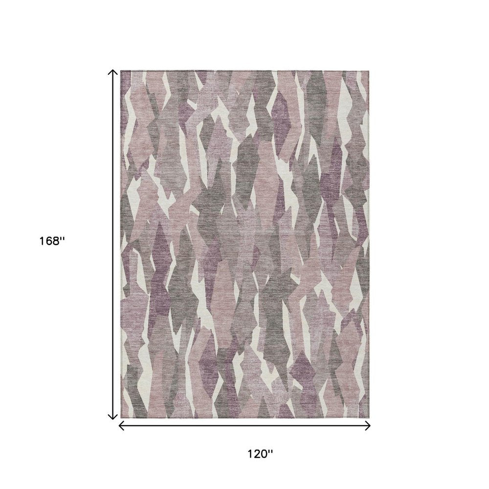10' X 14' Blush And Ivory Striped Washable Indoor Outdoor Area Rug HomeRoots