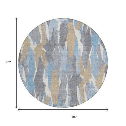 3' X 5' Denim Blue Khaki And Ivory Striped Washable Indoor Outdoor Area Rug HomeRoots