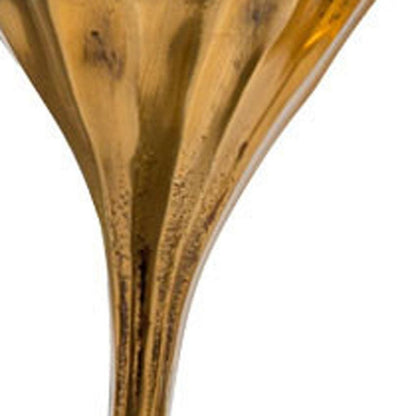 Set of Two Antiqued Gold Aluminum Wavy Faceted Tabletop Pillar Candle Holders HomeRoots
