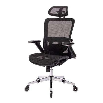 BLACK Ergonomic Mesh Office Chair High Back - Adjustable Headrest with Flip-Up Arms - FurniFindUSA