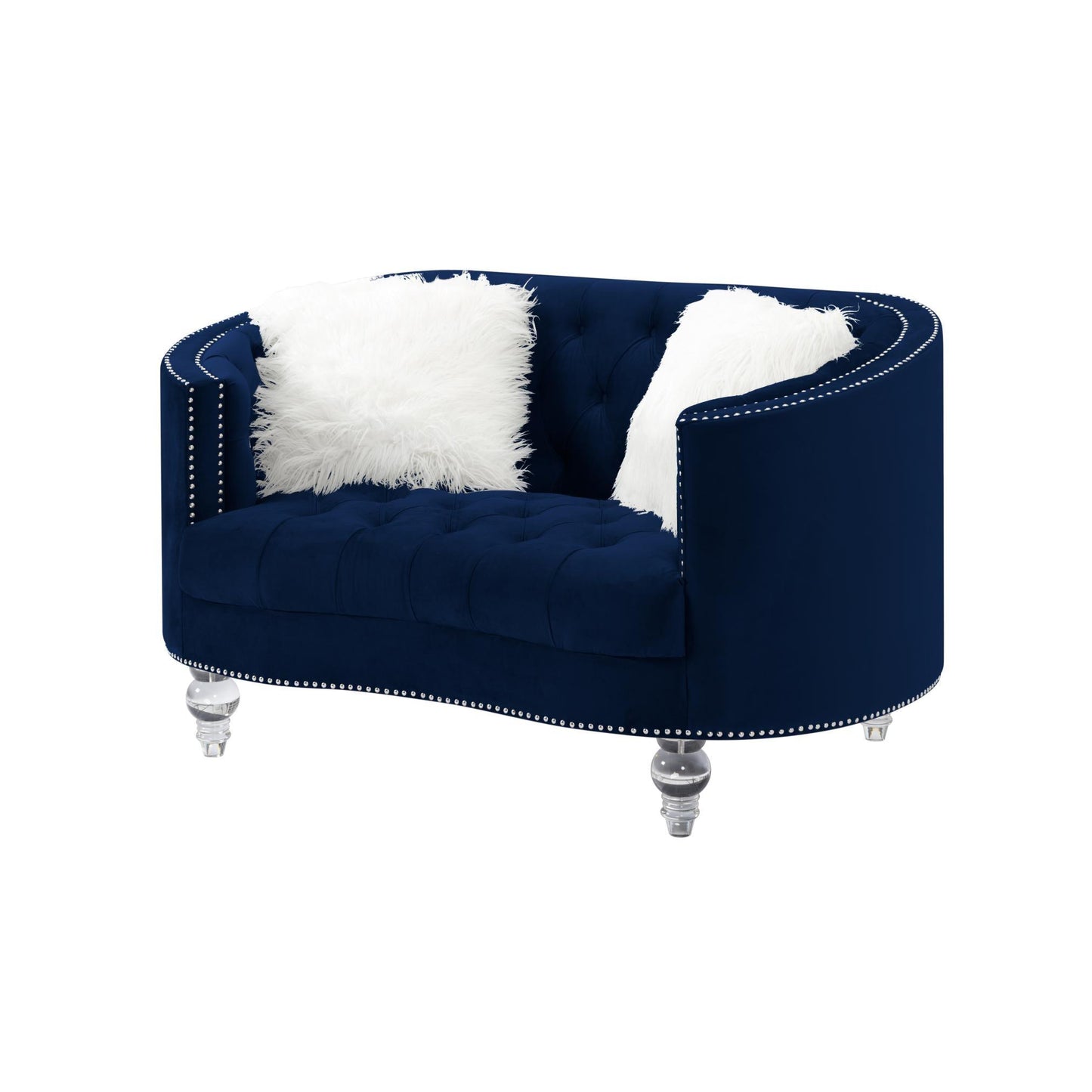 Living Room Loveseats Navy Blue Velvet - FurniFindUSA