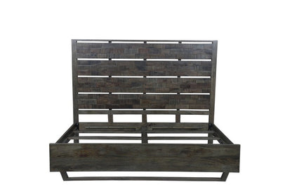 Dark Brown Slat Back Solid Wood King Bed Frame HomeRoots