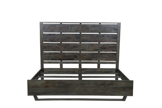 Dark Brown Slat Back Solid Wood King Bed Frame HomeRoots