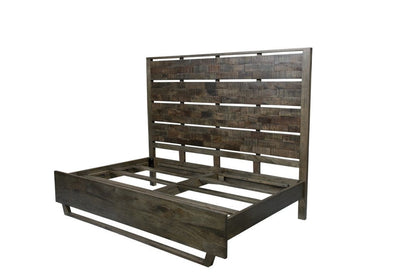Dark Brown Slat Back Solid Wood King Bed Frame HomeRoots