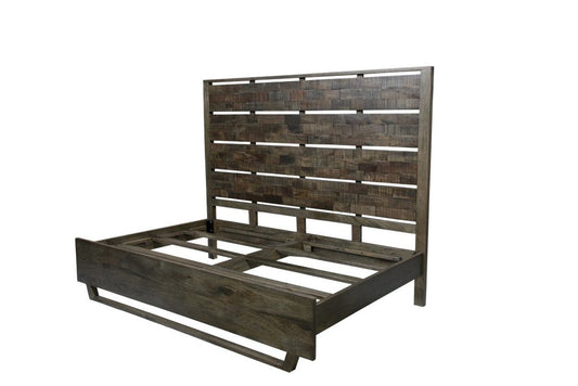 Dark Brown Slat Back Solid Wood King Bed Frame HomeRoots