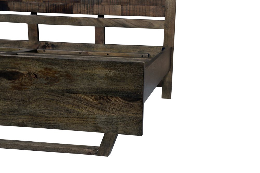 Dark Brown Slat Back Solid Wood King Bed Frame HomeRoots
