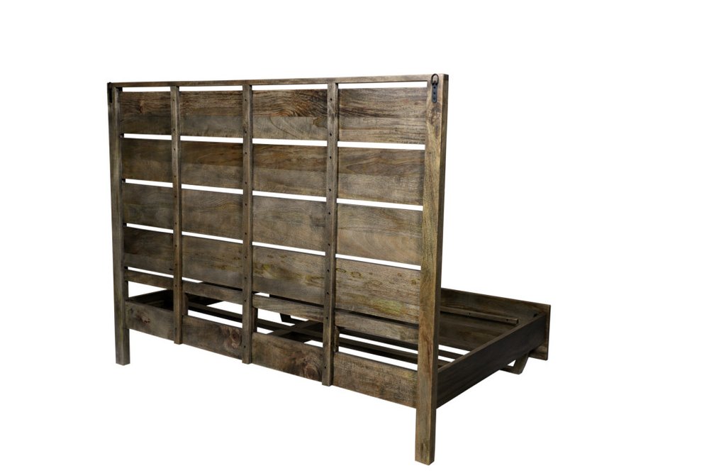 Dark Brown Slat Back Solid Wood King Bed Frame HomeRoots